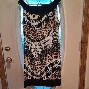 Connected Apparel Black and White Patterned Dress